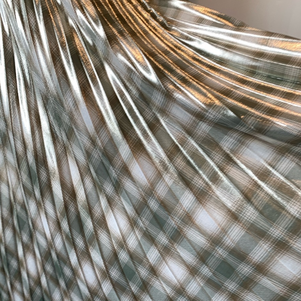 Ralph Lauren Green and Cream Pleated Midi Skirt - Picture 4 of 8